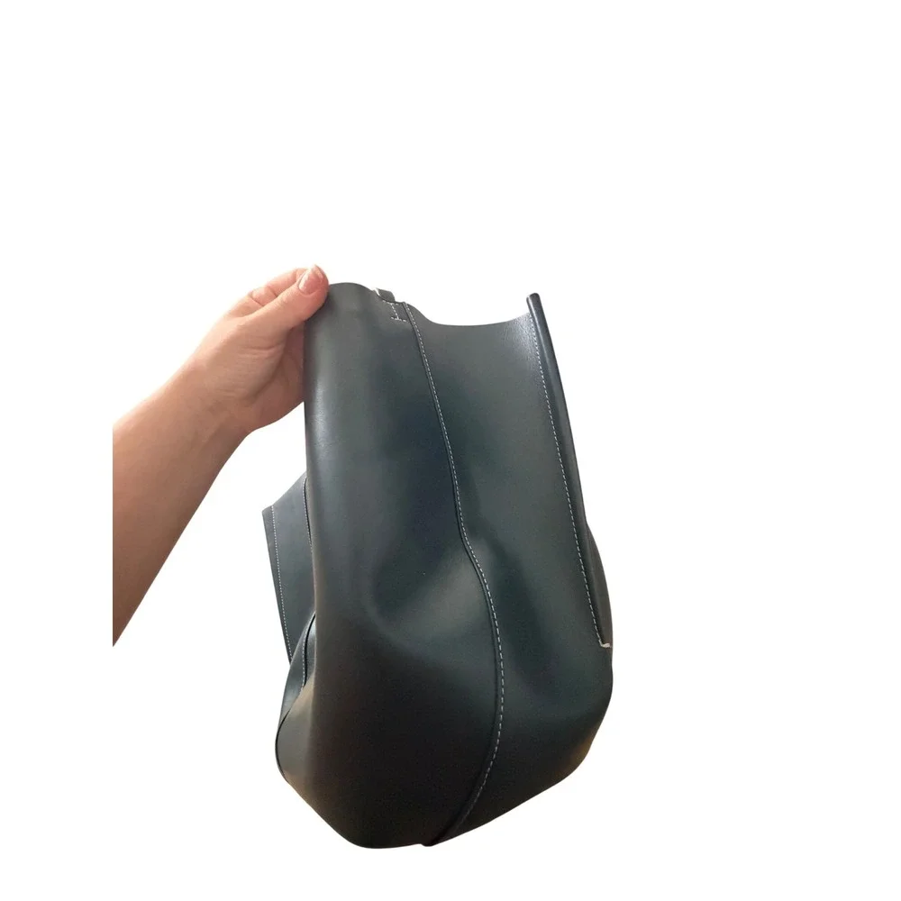 Wandler Mia Tote Bag‎ Navy Leather White Stitch Shoulder Bag Made in Italy